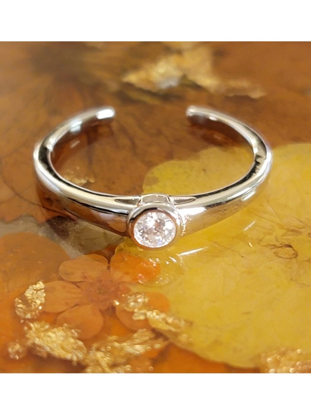 Moissanite Toe Ring 925 Silver Bezel Set Solitaire GRA NWT
